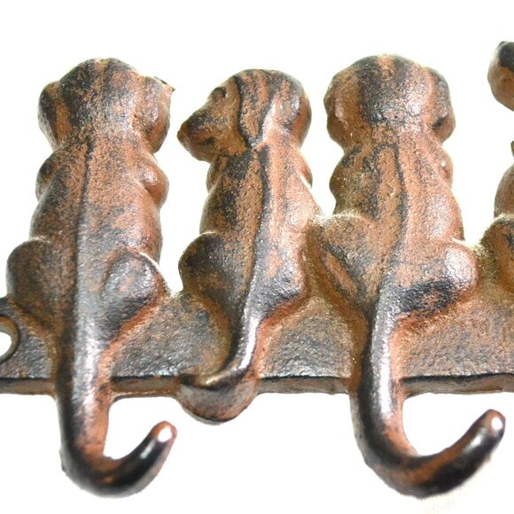 Cast Iron Dog Leash Keys Holder Wall Decor - Picture 4 of 5